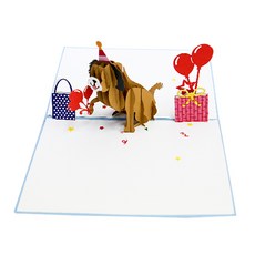 Leeum Dream 狗狗生日快樂3D立體彈出卡片, 天空藍, 1個