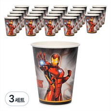 파티팡 마블 어벤져스 아이언맨 오리지널 종이 파티컵 290ml, 25개입, 3세트