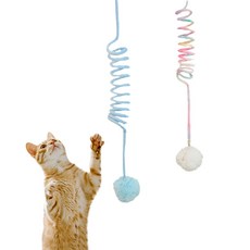 딩동펫 고양이 셀프 소프트 스프링 방울 장난감 2종 세트, 블루, 핑크그라데이션, 1세트