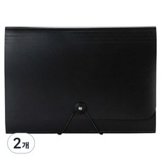 빅벅 아코디언 파일 수납 정리 13칸, 투명 블랙, 2개