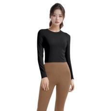 마켓피아 여성용 요가 필라테스 스포츠 긴팔상의 부츠컷레깅스 세트
