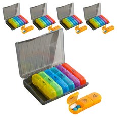 Hanbomnuri 攜帶式一週星期藥盒 黑色 + 7色, 5個