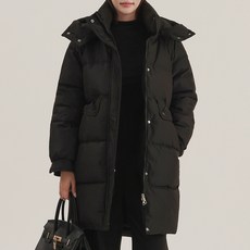 Elsso 女款冬季大尺碼半長版輕量中長版鋪棉外套