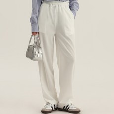 ELSSO 女款鬆緊腰帶直筒彈性西裝褲