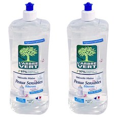 L'ARBRE VERT 濃縮洗碗精 敏肌專用 兒童餐具適用, 750ml, 2個
