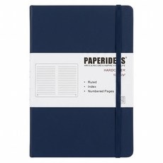 PAPERIDEAS 硬皮橫線筆記本 A5 188頁, 藏藍色, 1本