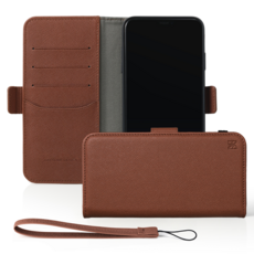 Awesome Design Saffiano 手工皮革斜紋錢包手機殼 + 手腕帶套組