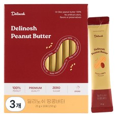 딜리노쉬 짜먹는 땅콩버터 스틱포, 3개, 250g