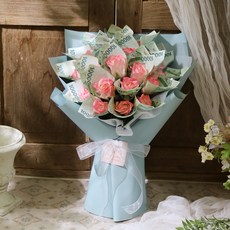 ScentBasket 香皂花 玫瑰鈔票花束 20朵, 漸層粉, 20個