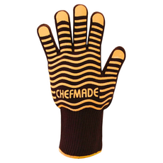 CHEFMADE 學廚 五指棉布矽膠隔熱手套, 黃色 + 咖啡色, 1支