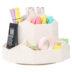 Livingphilo 桌上型360度旋轉筆筒, 1個, 白色