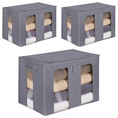 comet 大容量牛津布衣物收納箱 100L, 灰色, 3個