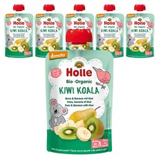 홀레 유기농 이유식 퓨레 키위 코알라, 배 + 바나나 + 키위, 100g, 6개