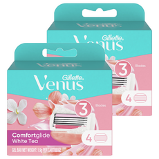 Venus 정품 컴포트 글라이드 화이트티 여성용 면도날, 4개입, 2개