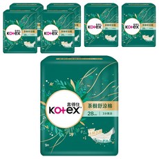 Kotex 靠得住 茶樹舒涼 涼感衛生棉 3分微涼 護翼型, 夜用一般型 28cm, 9片, 7包