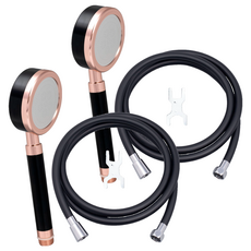 Jb JEIL BATH 鋁合金蓮蓬頭+PVC淋浴管2m組, 玫瑰金 黑色, 2組