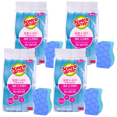 3M Scotch-Brite 百利 防刮痕小圓點海綿菜瓜布 藍色 10條入, 10入, 4個