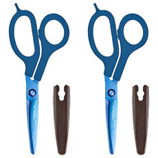 FitcutCurve 30度弧線剪刀 鈦 + 3D SC-175ATN 3D凹面刀刃設計 鈦金屬表面防鏽, 深藍色, 2個