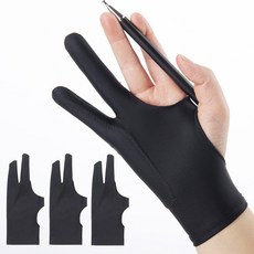 CT COMPANY 平板防誤觸繪圖手套 右手配戴 3入, 黑色