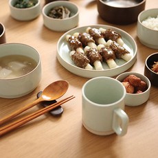 ERATO 4人家用餐具組合 26入組, 翡翠綠+棕色, 10種餐具