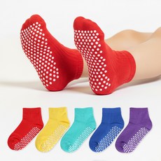 새실로 아동용 테디 요가 필라테스 태권도 미끄럼방지 패드 단목 양말 5종 + 폴리백 랜덤발송 세트