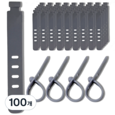 Beurrureikeu 桌面電線整理夾 7 x 1.1 cm, 100個, 灰色