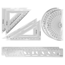 BAKOZEL 軟式三角尺 量角器 20公分尺 套組, 透明, 2個
