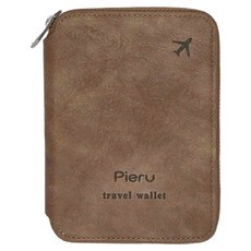 Pieru RFID 防盜刷護照收納包-棕色, 15 x 10.8 x 2.7cm