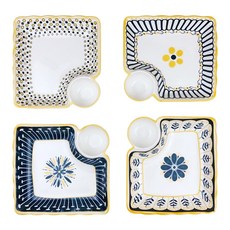 Keyiyijia 7.5吋水餃盤四盤套裝, 1套, 4 件組水餃盤, 混和顏色