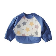 bellemaison 多功能防水衣 長袖圍兜, 藍星星, 1件, 1件