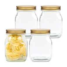 Gyeong Seong Living Tech 方形玻璃瓶 金色瓶蓋, 900ml, 4個