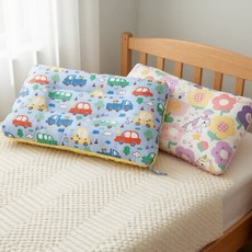 純棉可水洗兒童枕頭, 卡通汽車 + 花朵獨角獸
