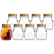 Gyeong Seong Living Tech 方形玻璃瓶 金色瓶蓋, 240ml, 8個