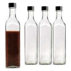 京城生活科技 方形油瓶, 4個, 500ml