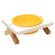 Catfeet 木製高叉 天然實木碗架 密胺材質 碗架墊高器皿 保護頸椎 桌邊圓滑, 黃色, 1組