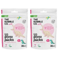 Humble Brush 環保樂 兒童恐龍牙線 草莓味 象牙白, 2個, 30入