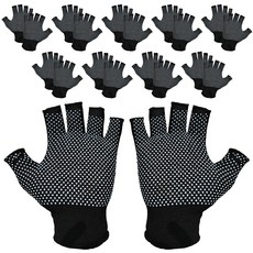 Silvercast 5指開口 圓點 釣魚 工作 手套 SVFCG, 黑色, 10套