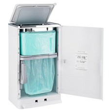 MAGIKAN Hippo2腳踏式防臭密封功能垃圾桶 27L, 白鉻色(垃圾桶)+灰色(內蓋)