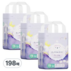 엘프레리 유아용 에어윙 팬티 기저귀, 점보형(2XL), 198매