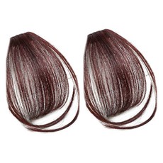 GABAL WITH 人造髮鬢角款瀏海假髮, 深棕色, 2個