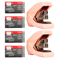 Analog Life 無重力釘書機 + 26/6號訂書針 2入組, 粉色(釘書機), 2套