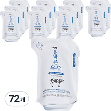 비락 올바른 우유, 180ml, 72개