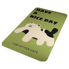 Mega 浴室可愛動物吸盤淋浴防滑墊, 70 x 40cm, 綠色貓咪