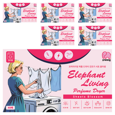 코끼리리빙 퍼퓸 드라이 건조기 시트 블라썸, 6개, 40개입