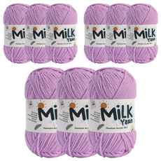 니뜨 밀크얀 뜨개실 50g x 3p + 코튼라벨 세트, 3세트, 65라벤다