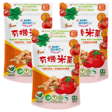 BABY SECRET 寶寶的秘密 有機米菓, 花東米 + 番茄 + 胡蘿蔔, 25g, 3包