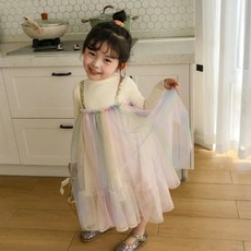 Misopapa 女童 Candy Bling 彩虹紗裙洋裝