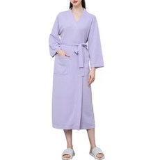 Woni家 情侶華夫格浴袍 XL, 1個, 紫色