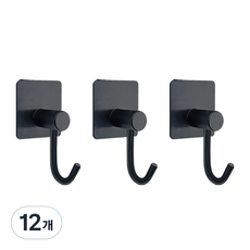 월드크린 후크 도구걸이 J타입, 블랙, 12개