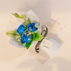 ASPASIA Hoa 3朵香皂玫瑰花束, 藍色, 1個